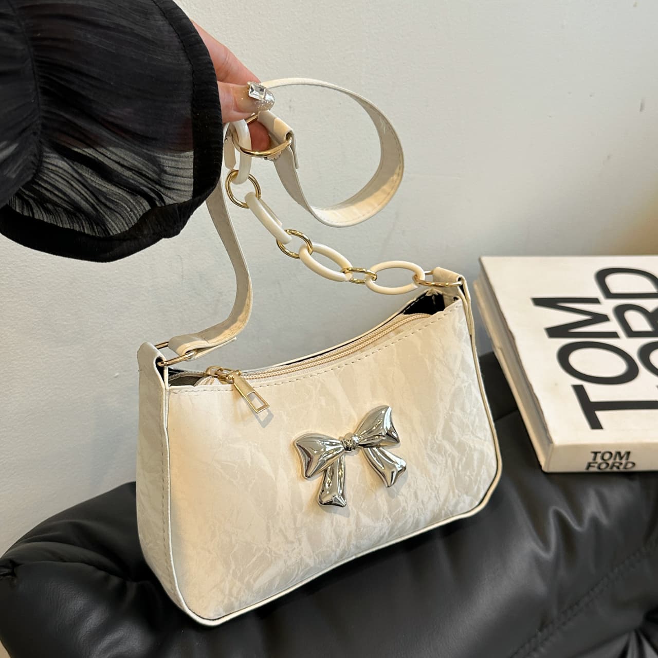 Bow PU Leather Shoulder Bag