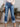 Stepped Waist Raw Hem Rolled Straight Jeans